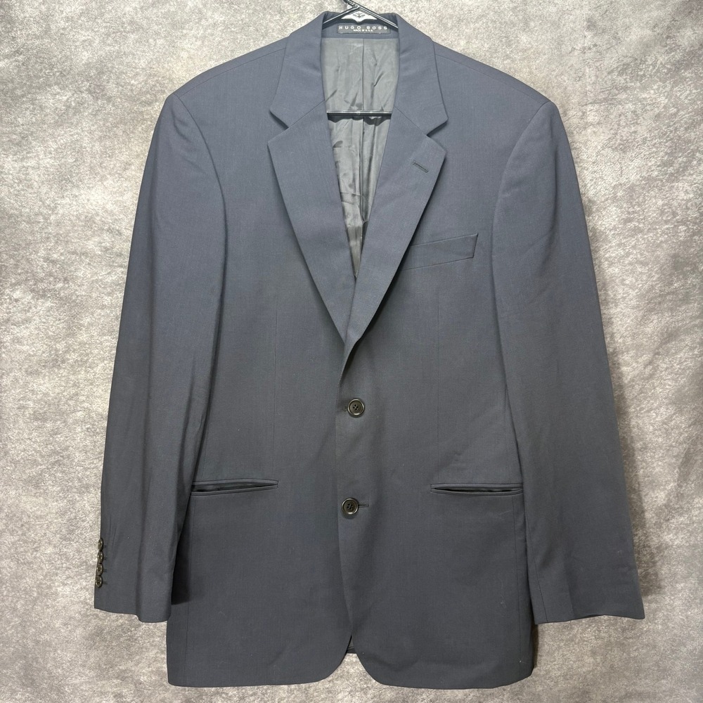 VTG Hugo Boss Galilei Sigma Blazer Suit Jacket Mens 38R Navy 100% Virgin Wool